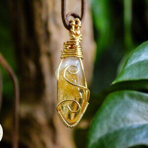 Artisan Gold Wire Wrapped Crystal Necklace